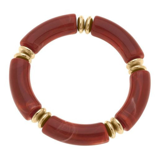 Texas Longhorn Canvas Lelani Resin Disk Stretch Bracelet (BO/GLD) (22566B-RU)