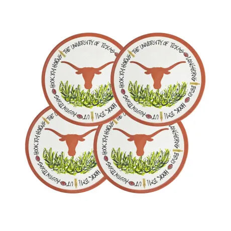 Texas Longhorn Magnolia Lane Set Of Four Melamine Dinner Plates (22584)