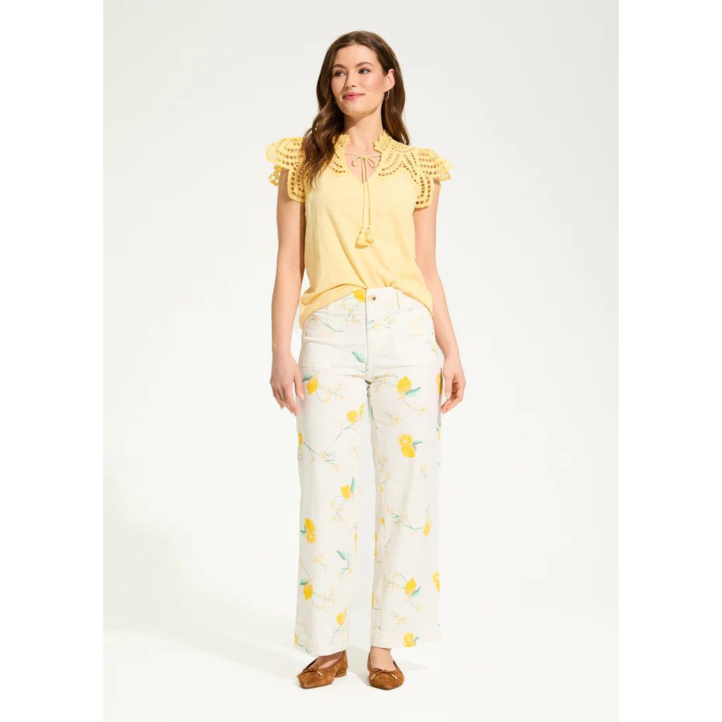 FDJ French Dressing Olivia Lemon Print Wide Leg Ankle Pant