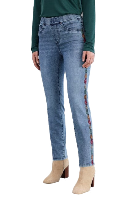 FDJ French Dressing Multi Color Embroidered Side Detail Pull-On Pencil Ankle (2281669) (Med Wash)