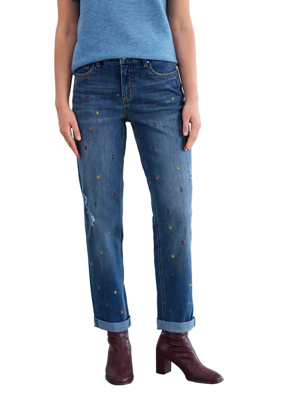 french dressing blue jeans Girlfriend Ankle Denim, Medium Blue 14