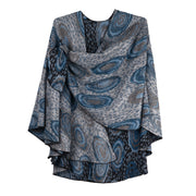 Rapti 100% Cashmere Reverse Loop Shawl (#22) GRY/BLUS