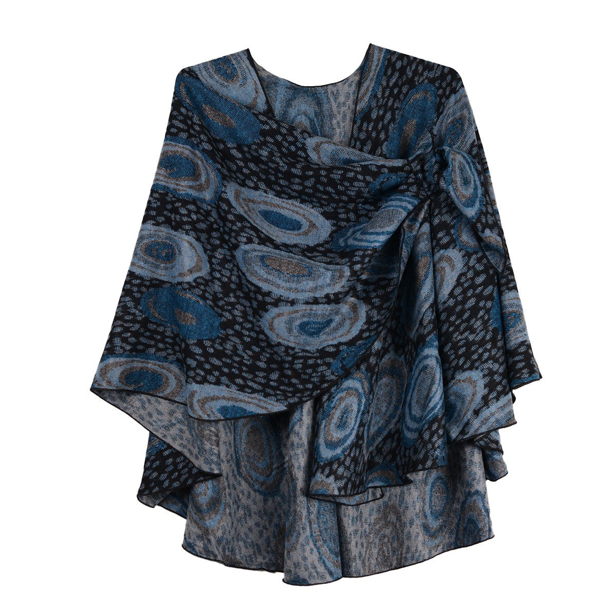 Rapti 100% Cashmere Reverse Loop Shawl (#22) GRY/BLUS