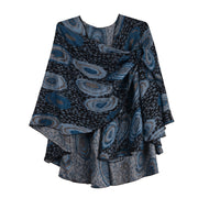 Rapti 100% Cashmere Reverse Loop Shawl (#22) GRY/BLUS