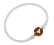 Texas Longhorn Canvas Silicon & Enamel Bali Bracelet (WHT) (23131B-TEX-WHT) (Copy)