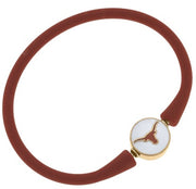 Texas Longhorn Canvas Silicon & Enamel Bali Bracelet (BORGN) (23131B-TEX BORNG)