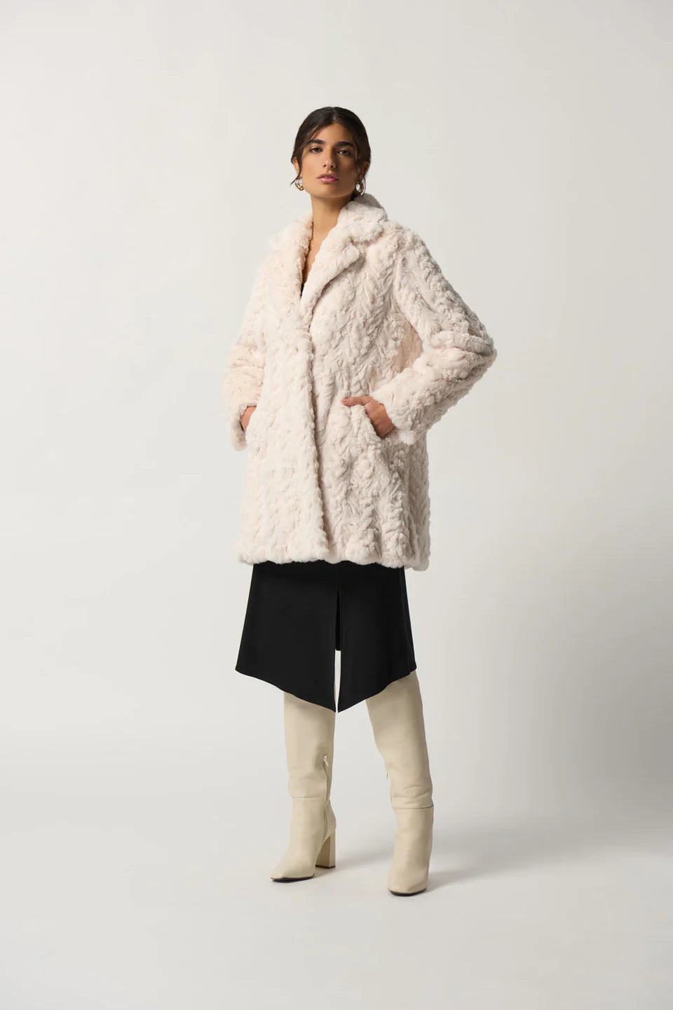 Joseph Ribkoff Faux Fur Coat Coat (C233942-20)  Size Xl