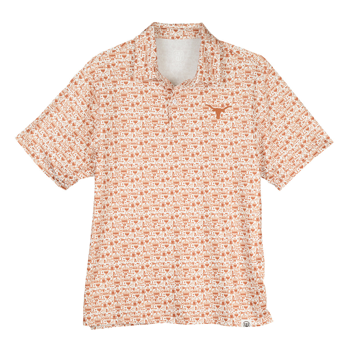 Texas Longhorn Wes & Willy Men's All Over Tailgate Print Embroidered Logo Polo (2348TEX)