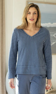 Escape Santa Barbara Stripe Easy V Tee (2 Colors) (23540)
