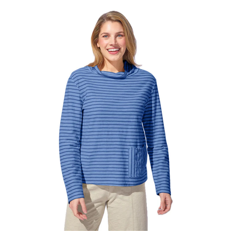 Escape Santa Barbara Stripe Chill Funnel Neck Top (2 Colors) (23541)