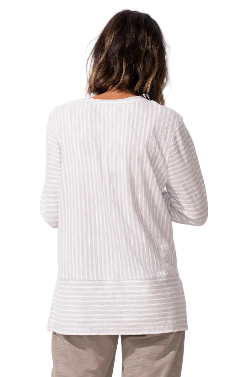 Escape Santa Barbara Stripe 3/4 Sleeve Tee ( 23542)  (Dune)