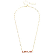 Texas Longhorn Canvas Style  Puffy Longhorns Necklace (27497N-Tex)