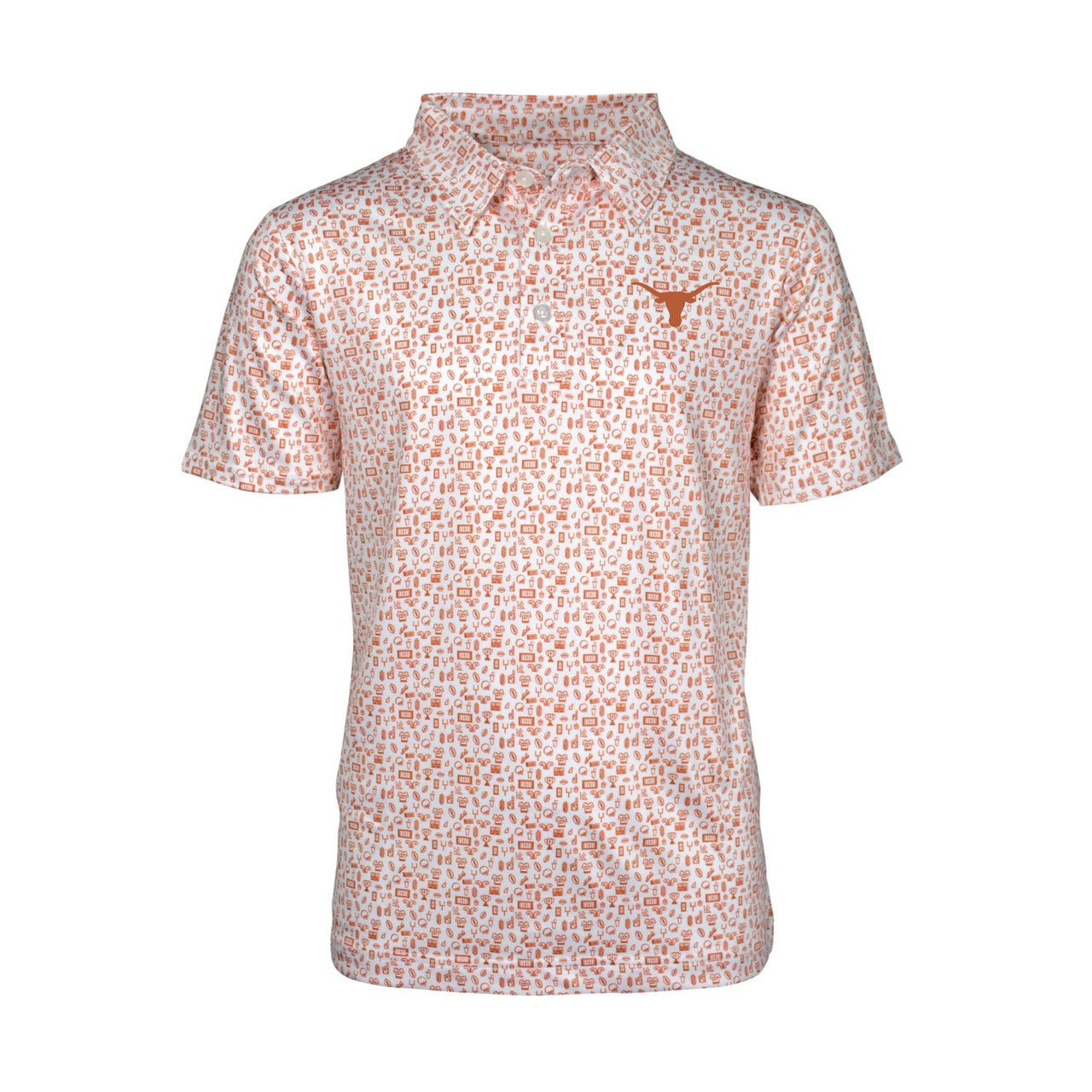 Texas Longhorn Toddler Boys Mini Print Logo Polo (23BTT1T04) WHT/BO