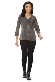 Parsley & Sage Mandy Embroidered Top (23F562C)(Charcoal)