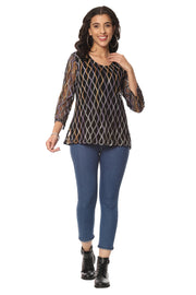 Parsley & Sage Pamela Allover Soutache Ribbon pullover (Gold) (23F567C)