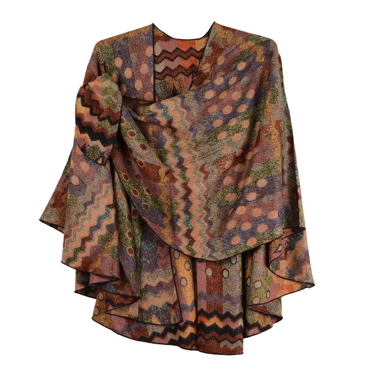 Rapti 100% Cashmere Reverse Loop Shawl #23 CORAL/OLV/BLU/PNK