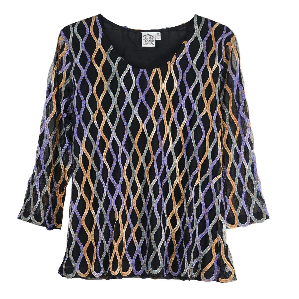 Parsley & Sage Pamela Allover Soutache Ribbon pullover (Gold) (23F567C)