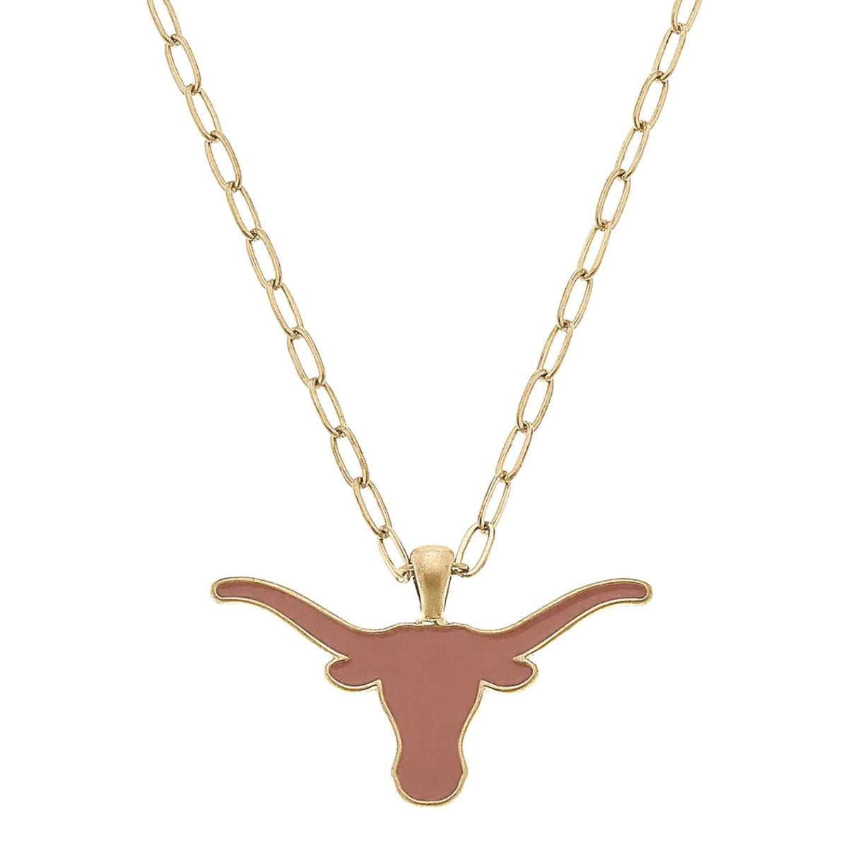 Texas Longhorn Canvas Burnt Orange Logo Necklace