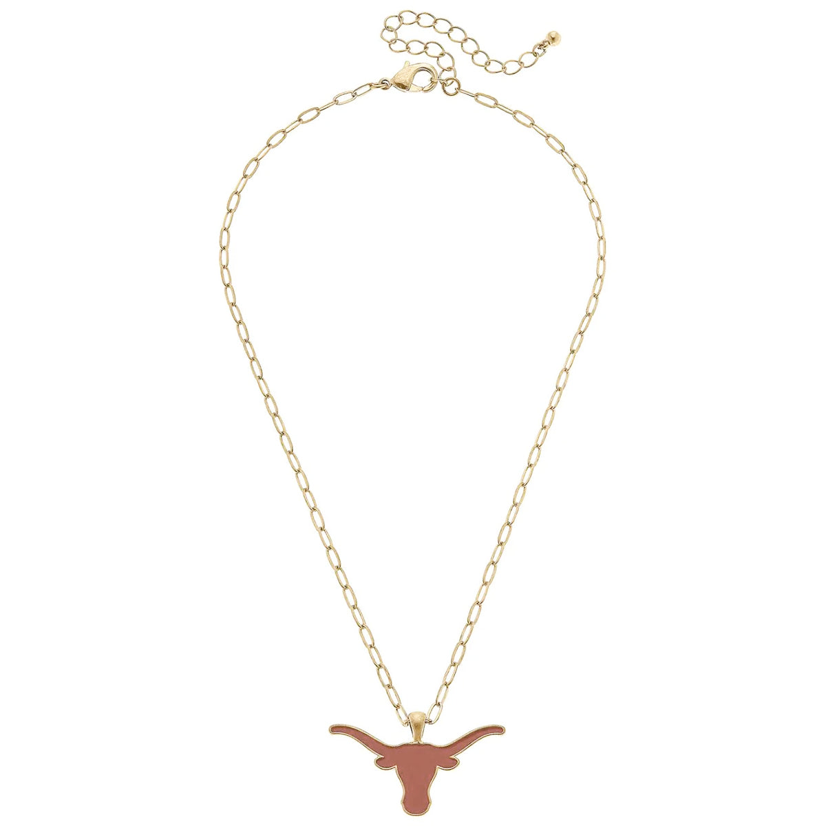 Texas Longhorn Canvas Burnt Orange Logo Necklace