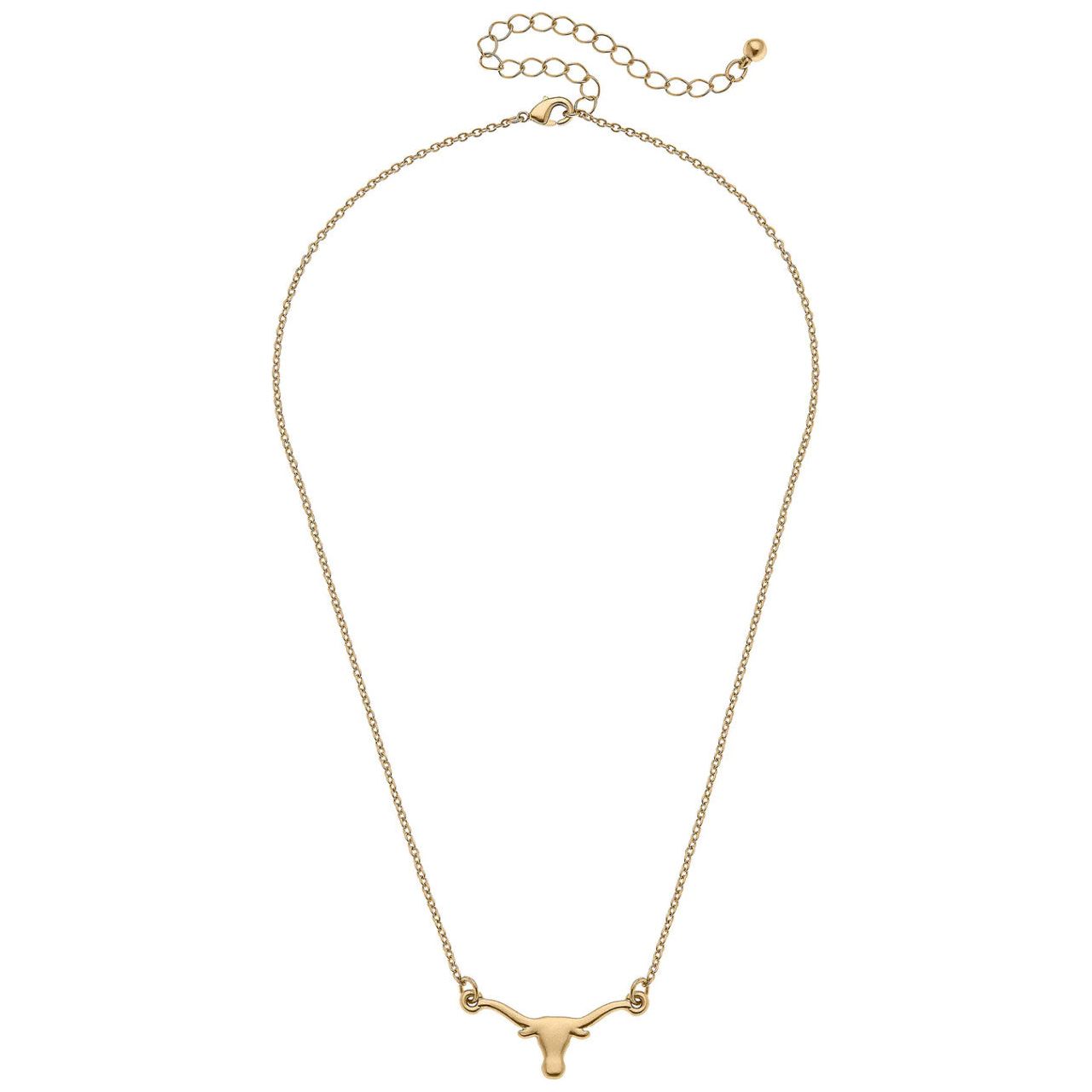 Texas Longhorn Canvas Logo 24KT Plated Necklace (GLD) (24109N-TEX)