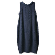 Joseph Ribkoff Textured Woven Cocoon  Sleeveless Dress (241204)(Midnight Blue)