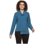 Parsley & Sage Wanda Solid Indigo Cowl Neck Top