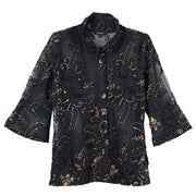 Damee Sequined Flower Mesh Jacket (BLK/BRNZ)