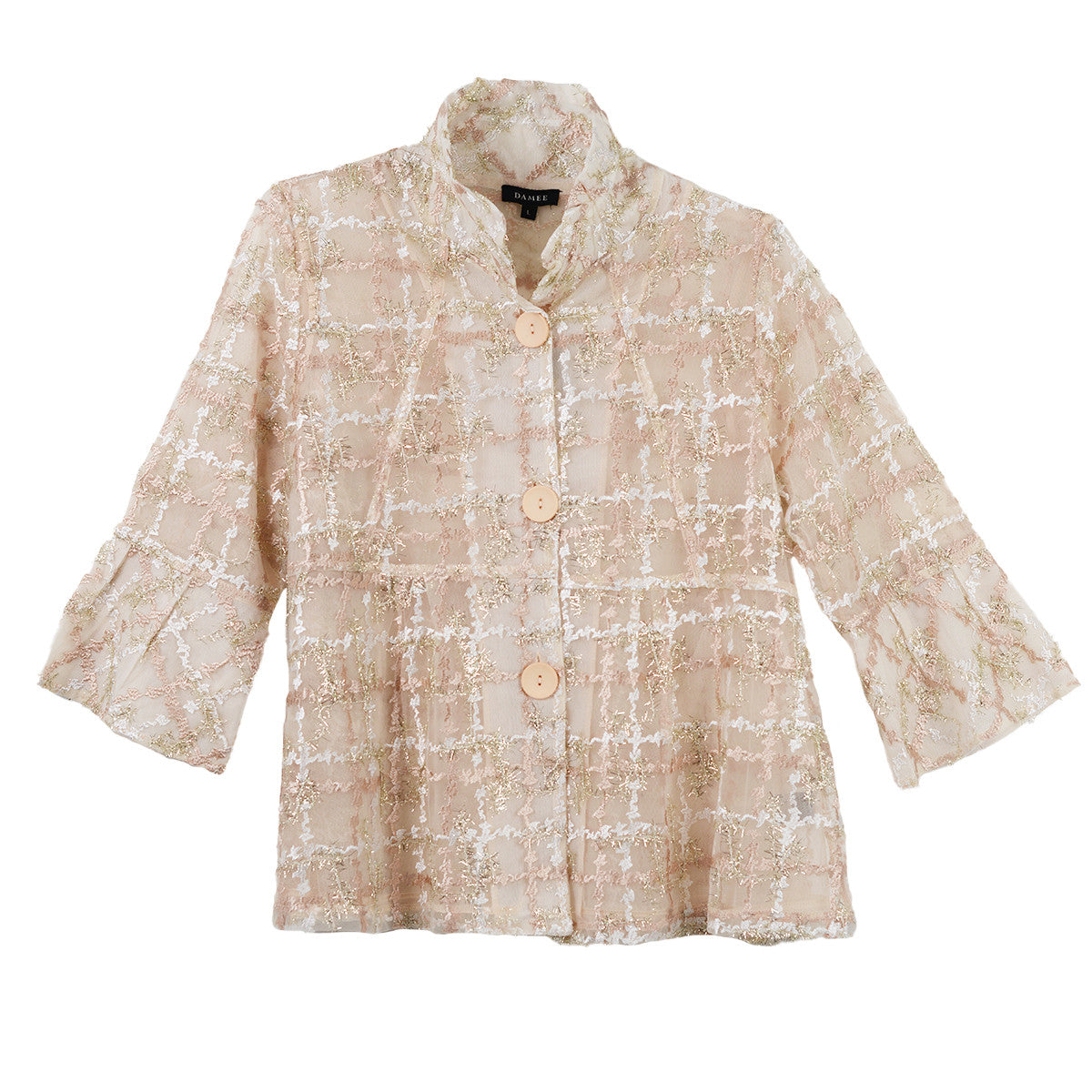 Damee Rosegold Sparkling Grid Peplum Jacket