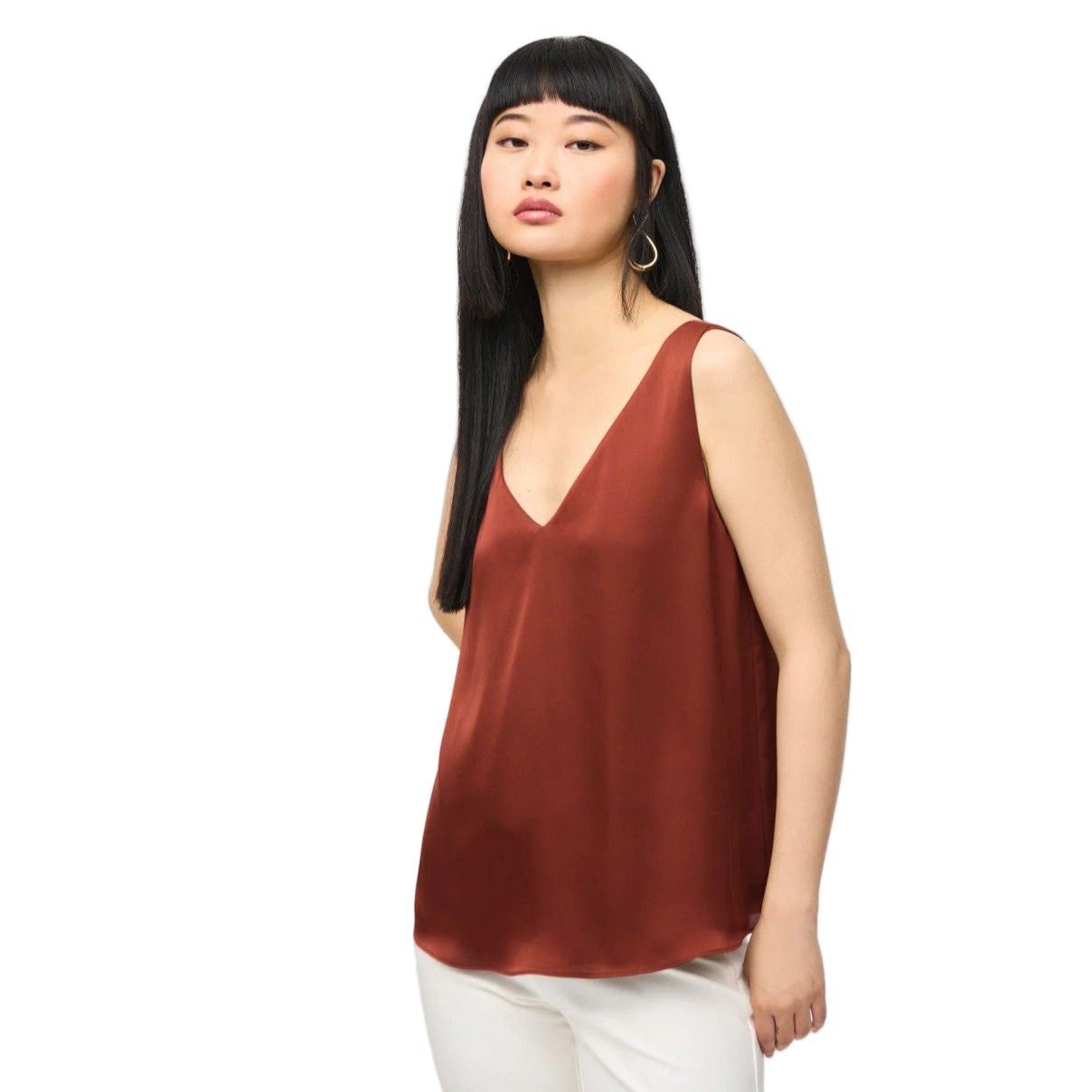 Joseph Ribkoff Satin Sleeveless Top Cinnamon