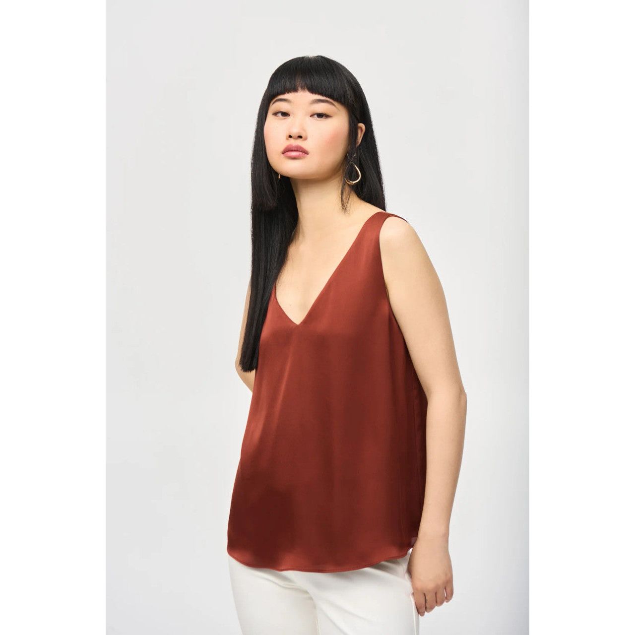 Joseph Ribkoff Satin Sleeveless Top Cinnamon