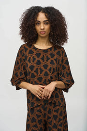 Joseph Ribkoff Chain Print  Top (244080)(Black Chestnut )(Size 16)