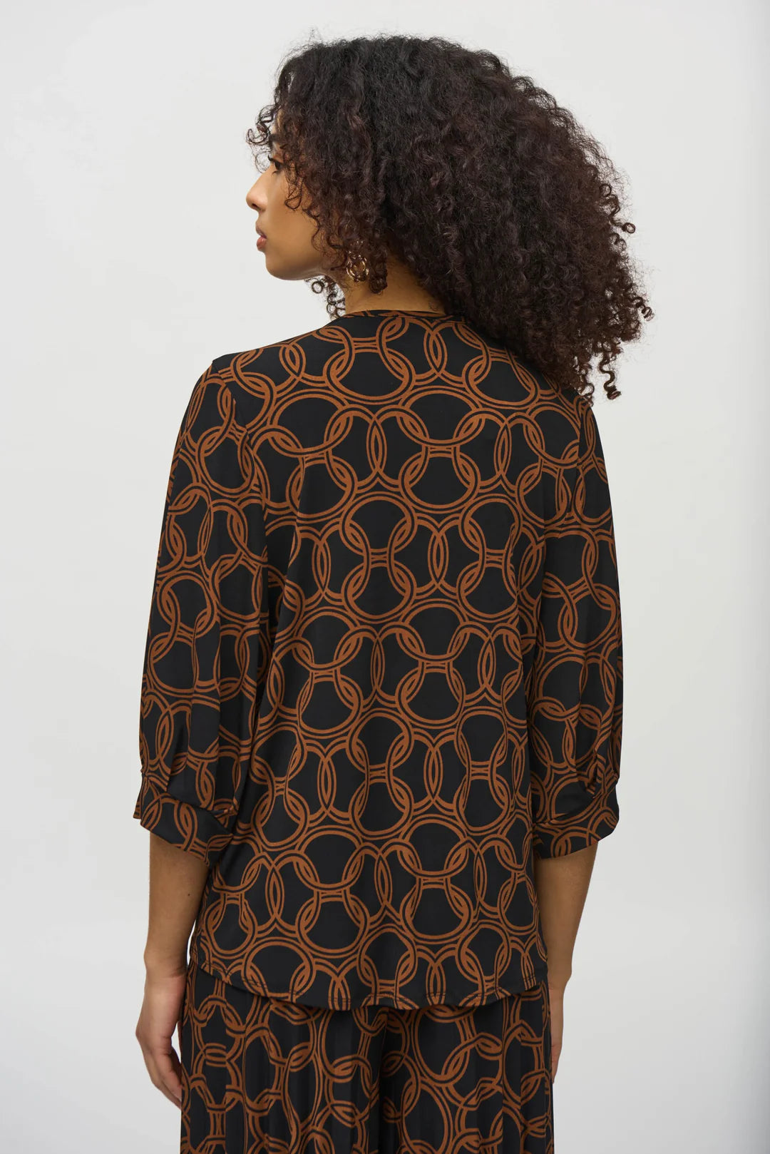 Joseph Ribkoff Chain Print  Top (244080)(Black Chestnut )(Size 16)