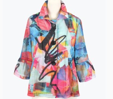 Damee Watercolor Peplum Jacket  Multi (size Medium ) (2457-MLT)