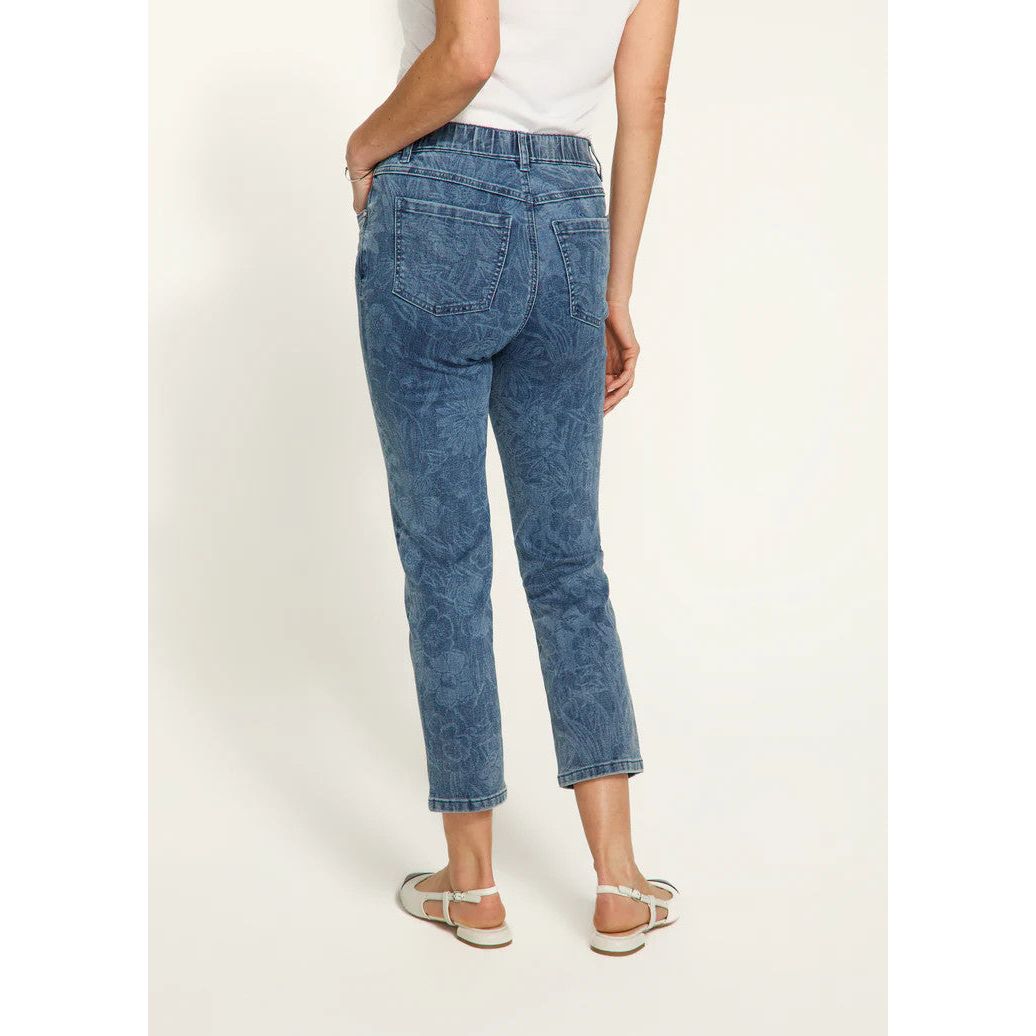 FDJ French Dressing Floral Jacquard Print Pull-On Straight Crop Jeans