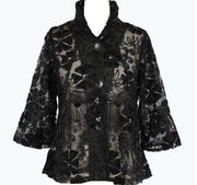 Damee Black Floral Sequin & Sparkle Sheer Mesh Short Jacket (2462)