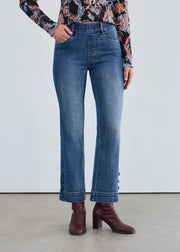 FDJ French Dressing Pull-On Button Hem Detail Boot Cut Ankle Jean (2462669(Dark Vintage Wash )