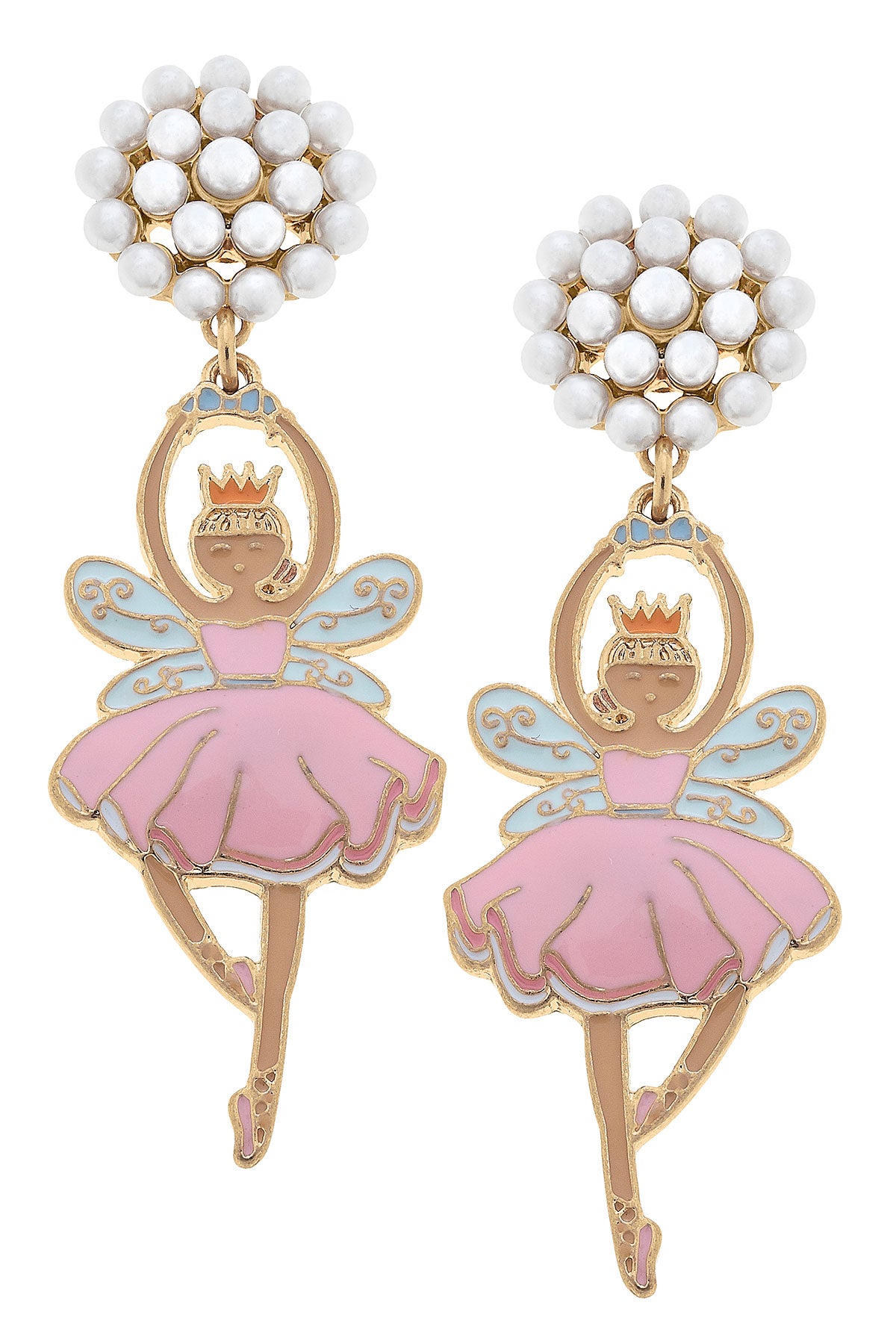 Canvas Style Sugar Plum Fairy Enamel Earrings (PNK)