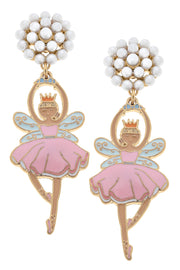 Canvas Style Sugar Plum Fairy Enamel Earrings (PNK)
