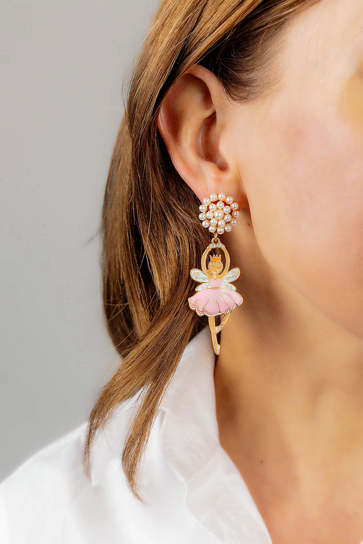 Canvas Style Sugar Plum Fairy Enamel Earrings (PNK)