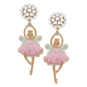 Canvas Style Sugar Plum Fairy Enamel Earrings (24627E-PK) PNK