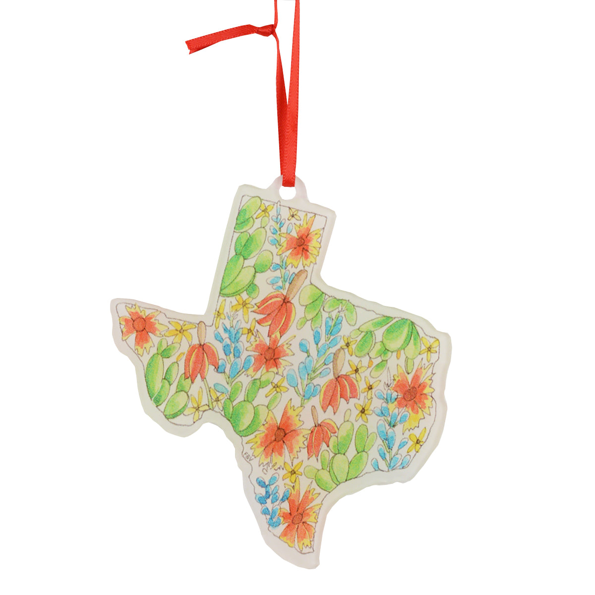 Flower and Vine Texas Shape with  Icons Ornament (FVORN01)