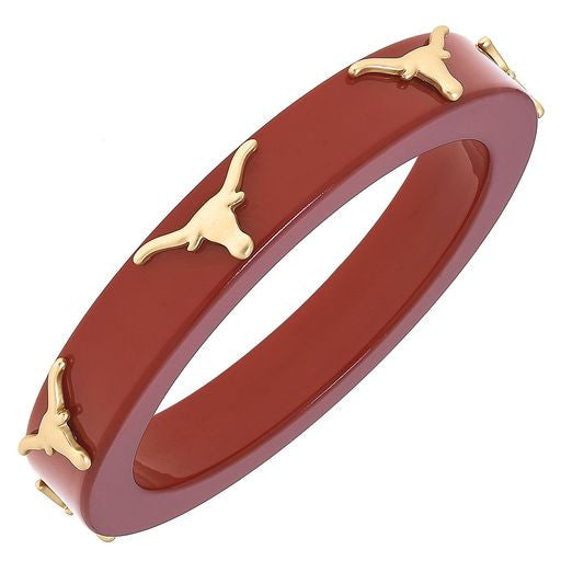 Texas Longhorn Canvas Burnt Orange Repeat Logo Resin Bangle (BO)(24690B-TEX)