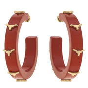 Texas Longhorn Resin Hoop Earrings (BO) (246090-TEX)