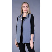 Shana Reversible Print/Solid Puffer Vest (GREY)