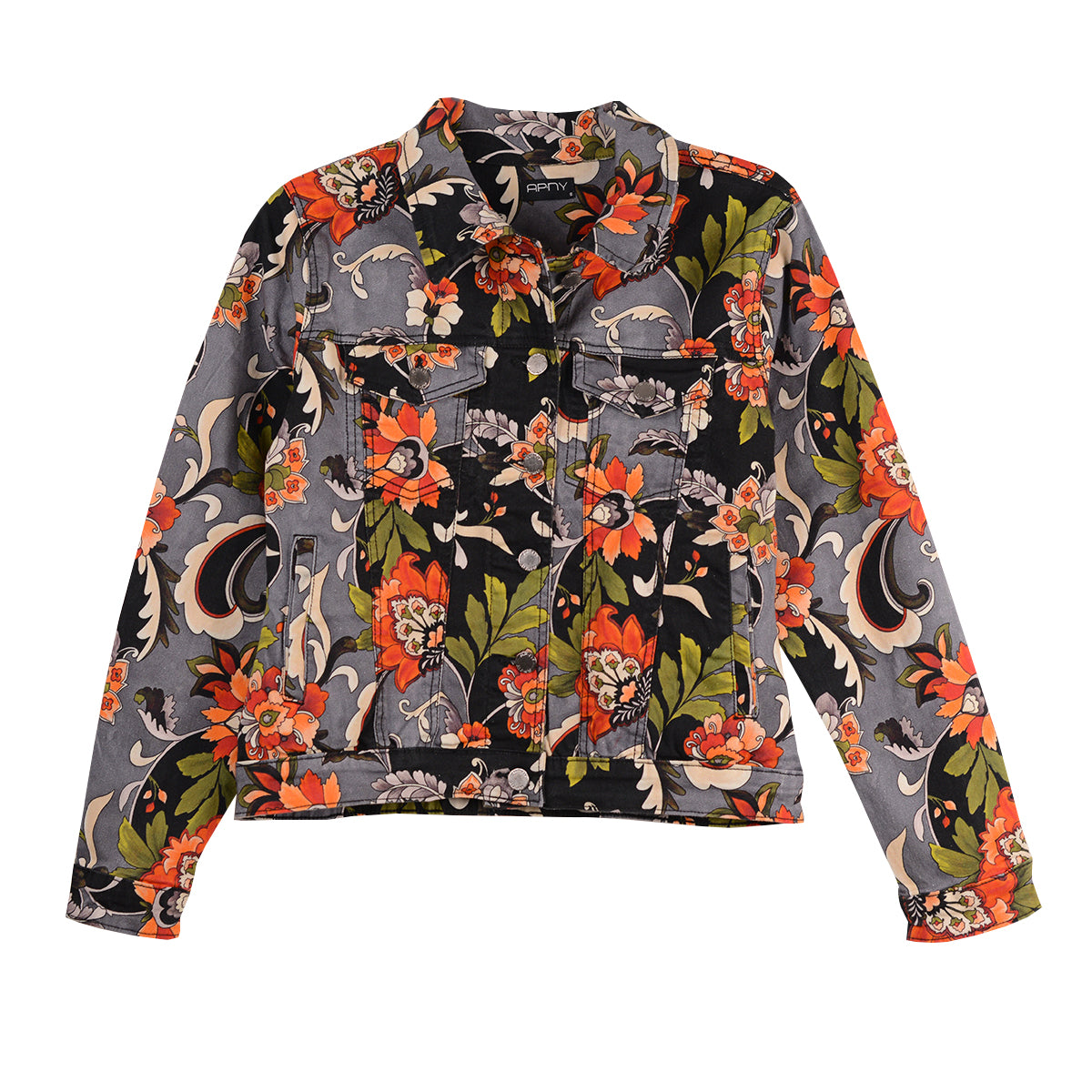 APNY Grey Multi Printed Demin Jacket