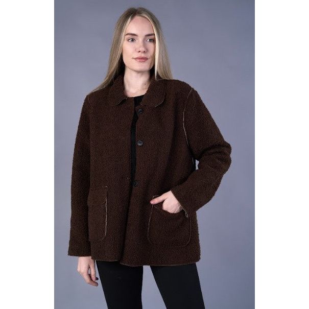 Shana Reversible Print Faux Suede/Fur Jacket (24893)