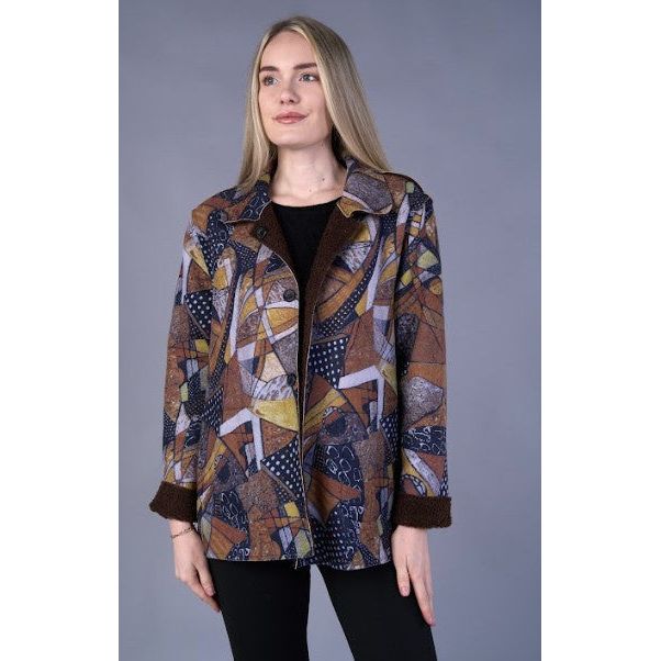 Shana Reversible Print Faux Suede/Fur Jacket (24893)