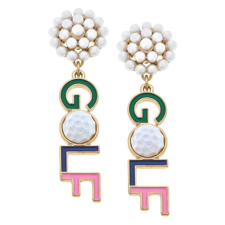 Canvas Golf Pearl Cluster Drop Earrings (24957E-MU)