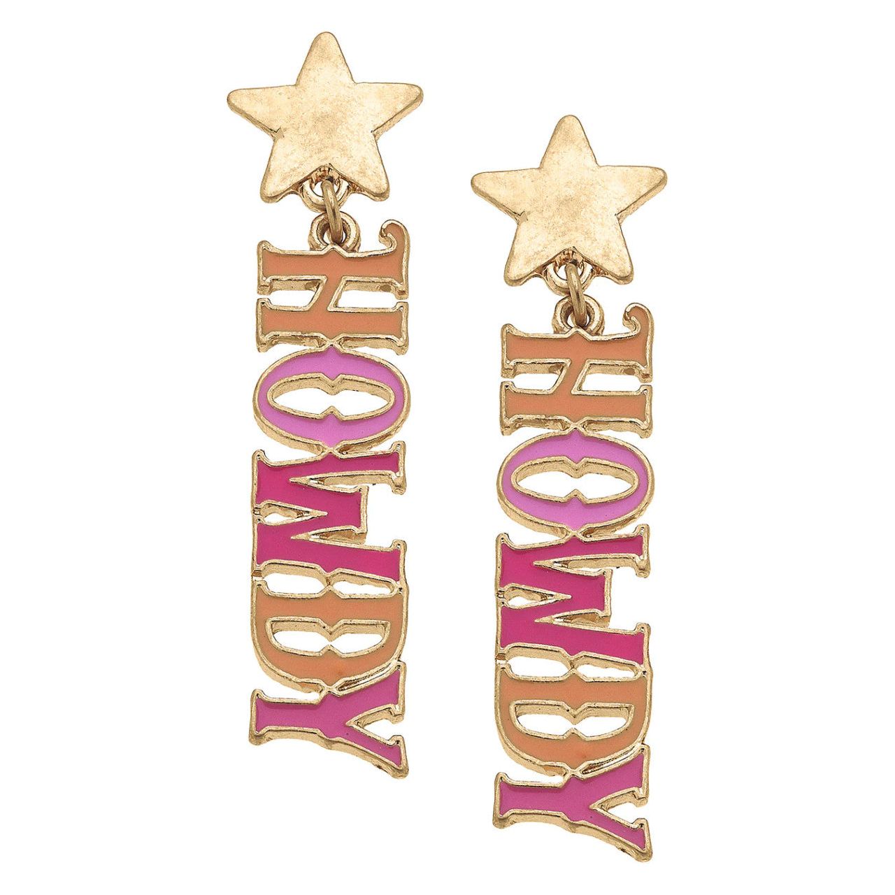 Canvas HOWDY Star Enamel Drop Earrings (24999E-MU)