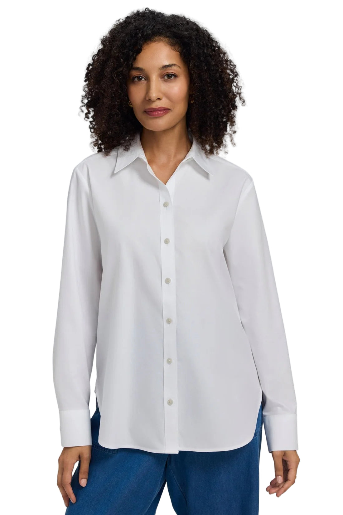Foxcroft Meghan Long Sleeve Pin Point Oxford  Shirt